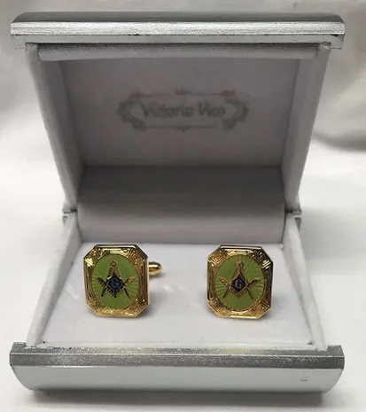 Masonic Gold Burst Square and Compass Boxed Cufflinks