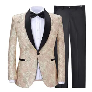 Men's Modern Patterned Fit 2 Piece Business Suit  (Blazer Pants)