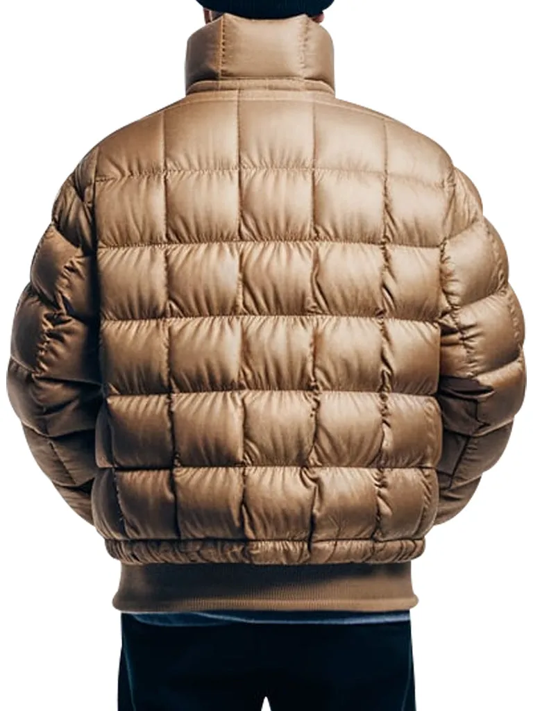 Men's Tan Quilted Puffer Jacket