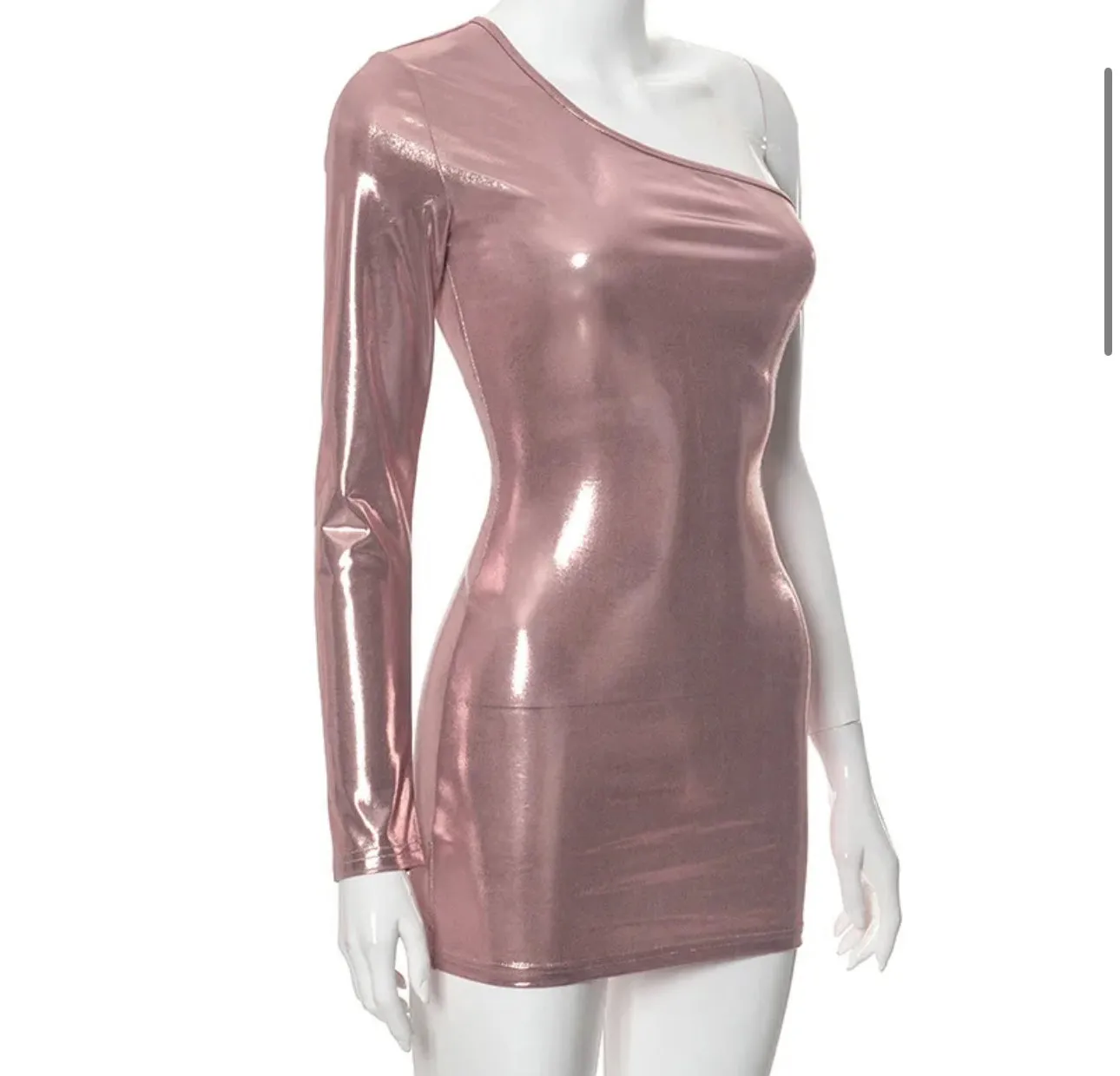 Metallic pink mini dress