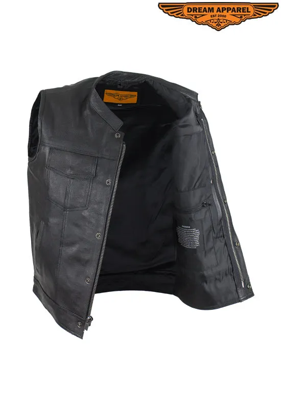 Motorcycle Club Vest With  Zipper Concealed Carry Pockets