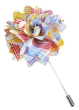 Multicolor Plaid Lapel Flower