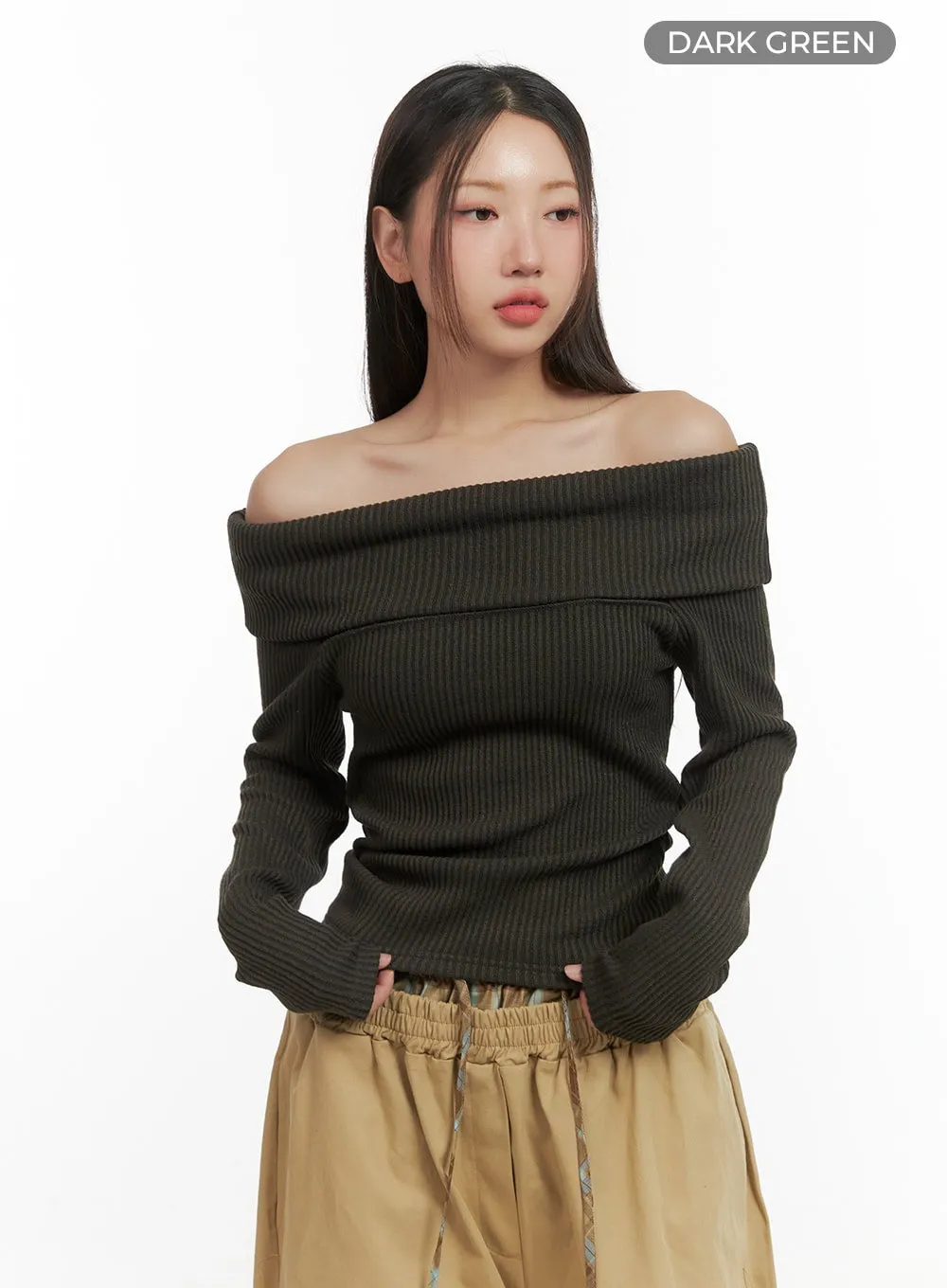 Off-Shoulder Solid Top CO417