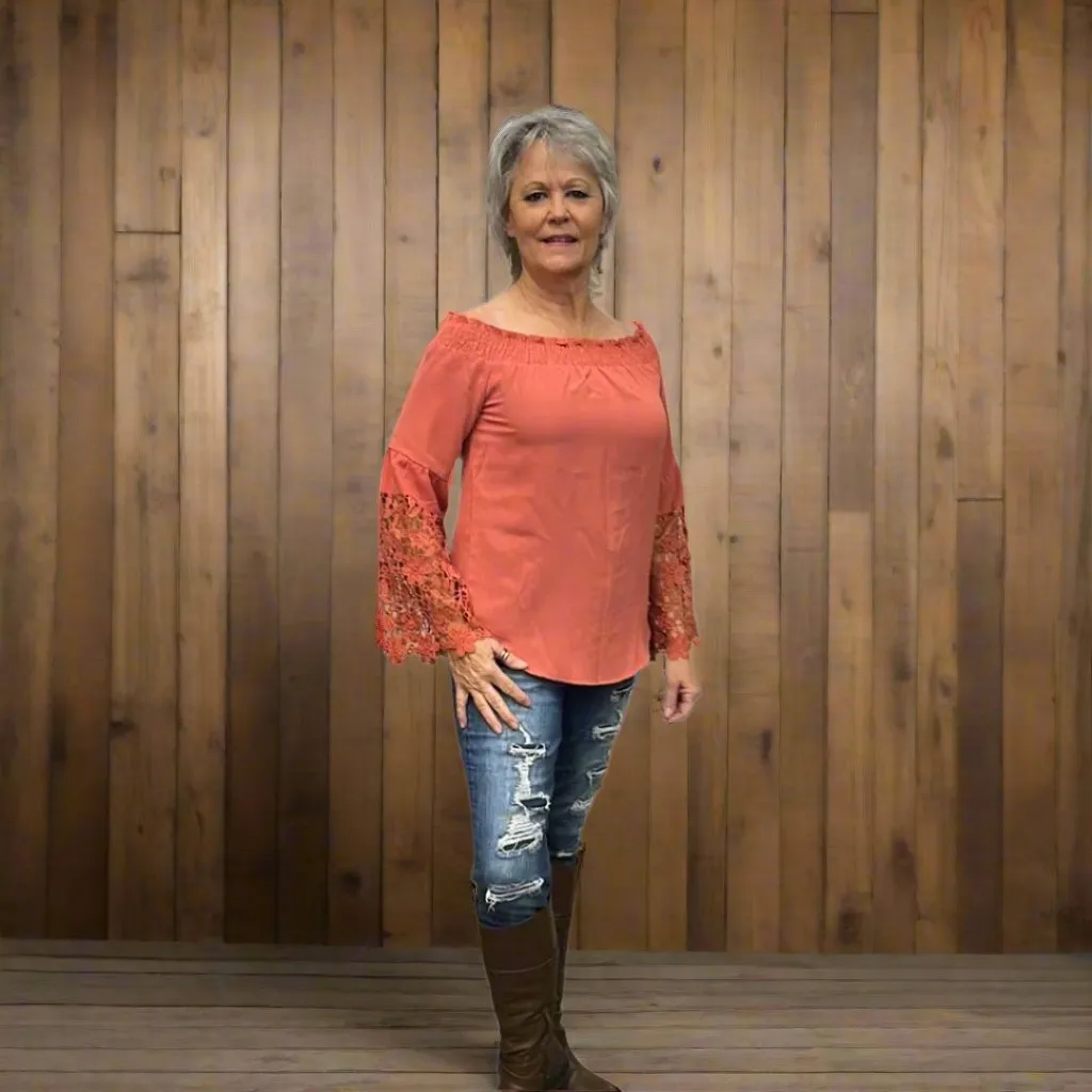 Orange Off Shoulder Top