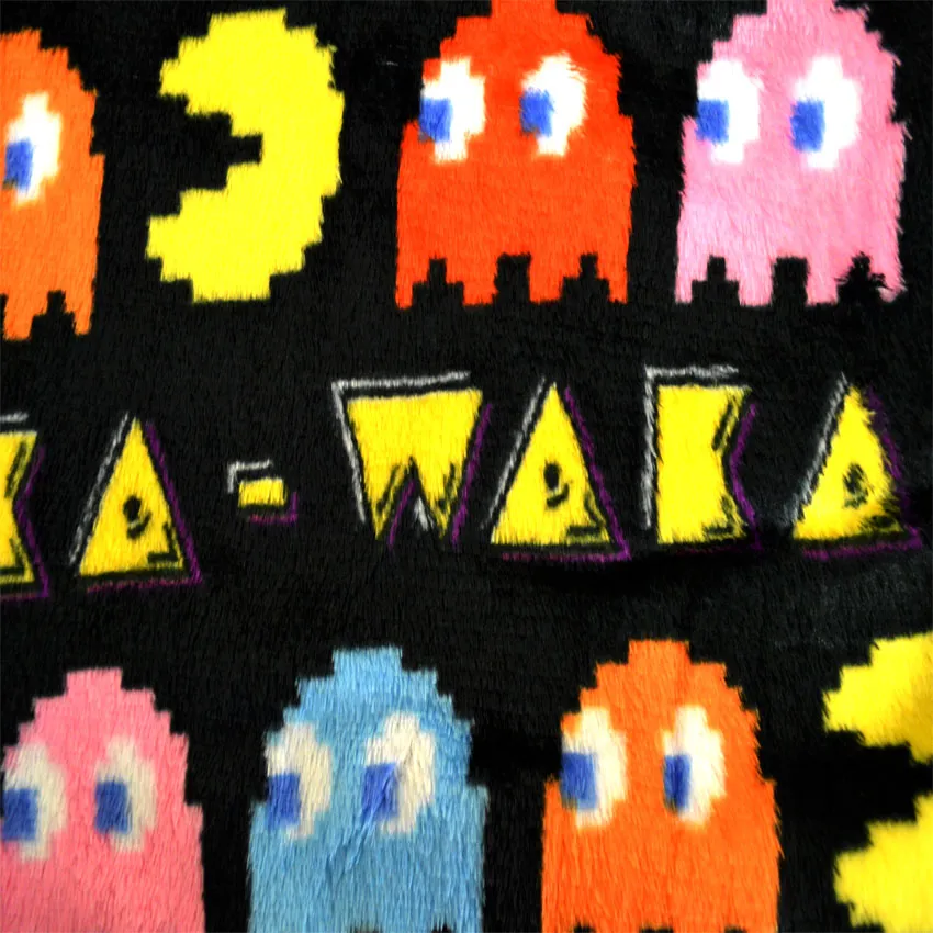 Pacman Waka Waka Chasing Ghosts Black Plush Lounge Pants