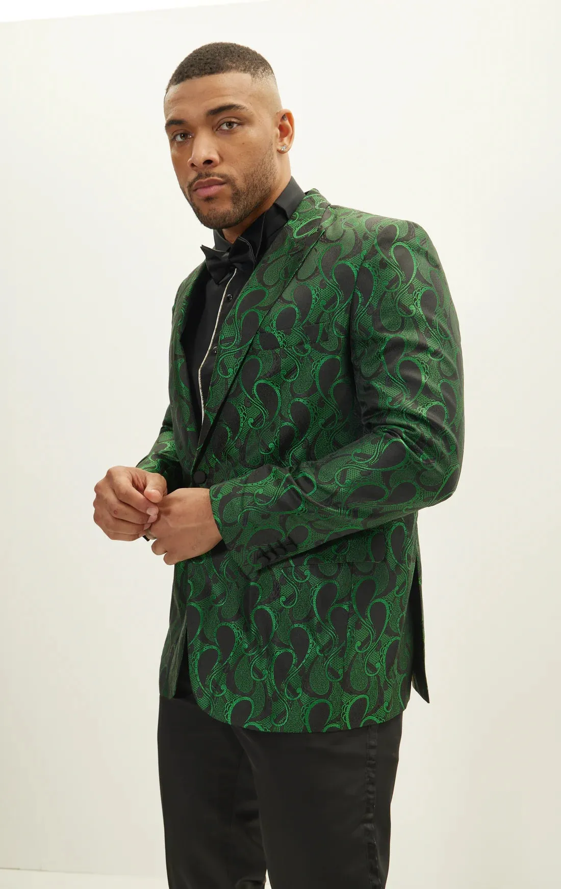 Peak Paisley Jacquard Tuxedo - Green