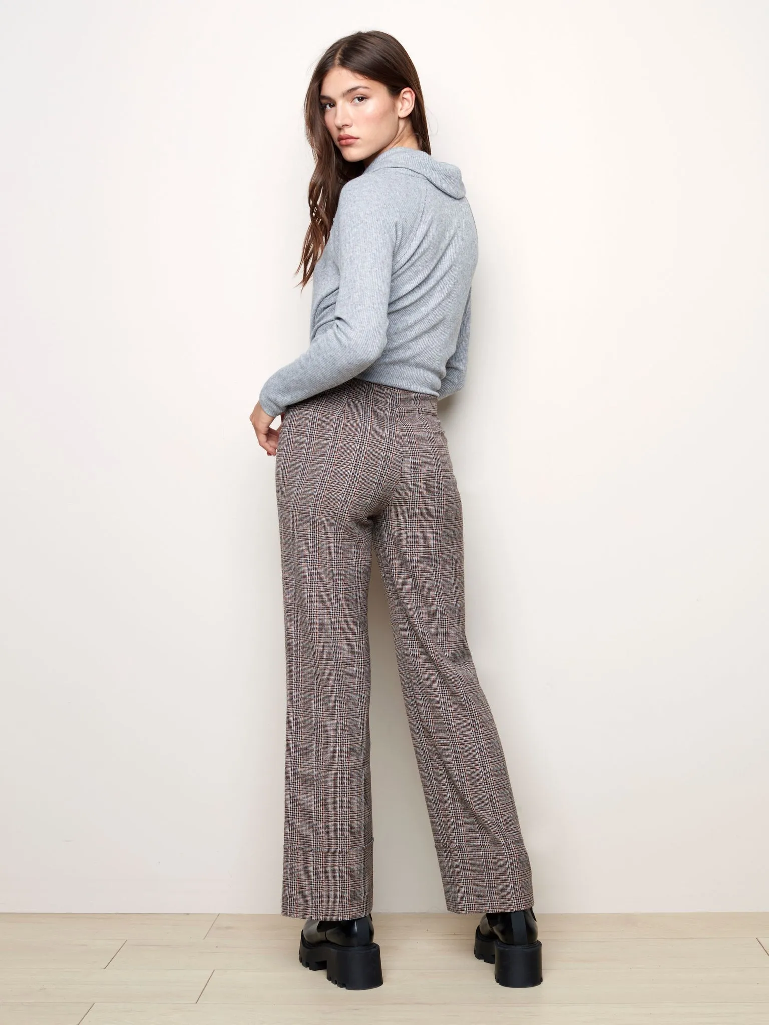 PLAID WIDE LEG PANT