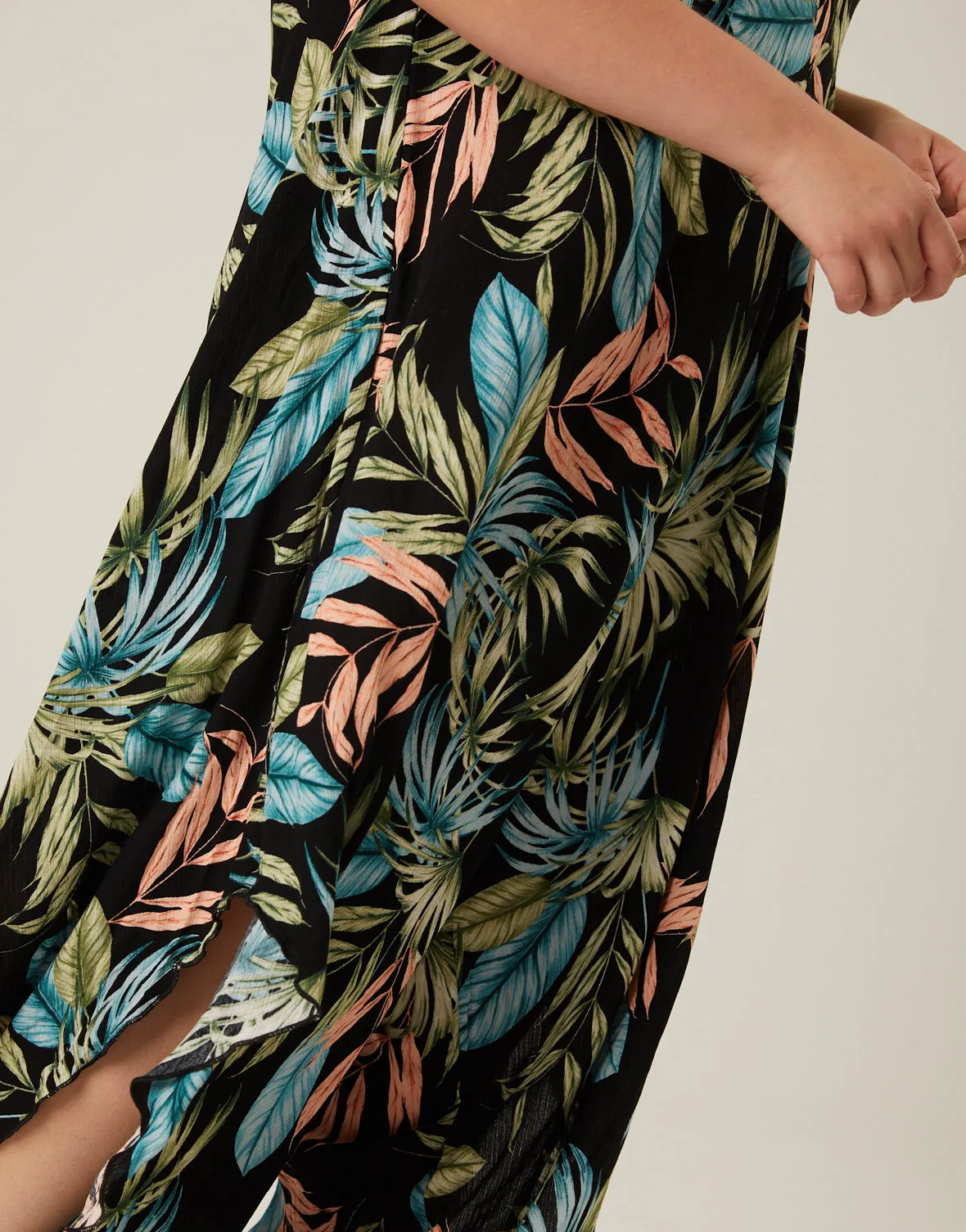 Plus Size Tropical Wide Leg Flowy Jumpsuit