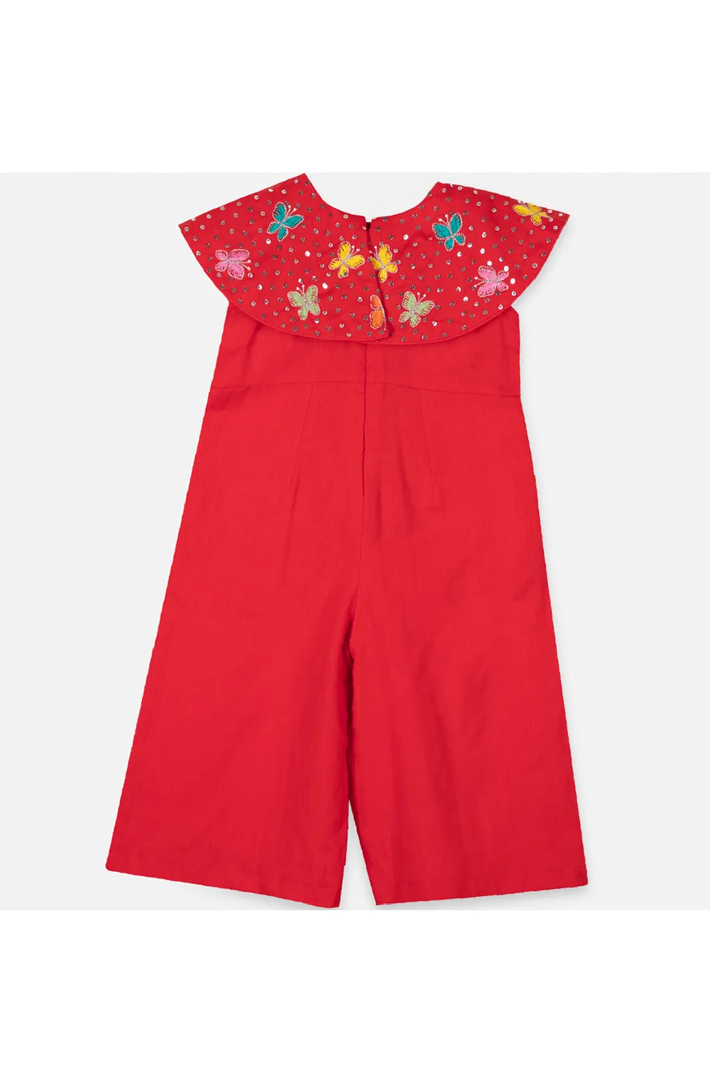 Red butterfly printed ponchu style jumpsuit