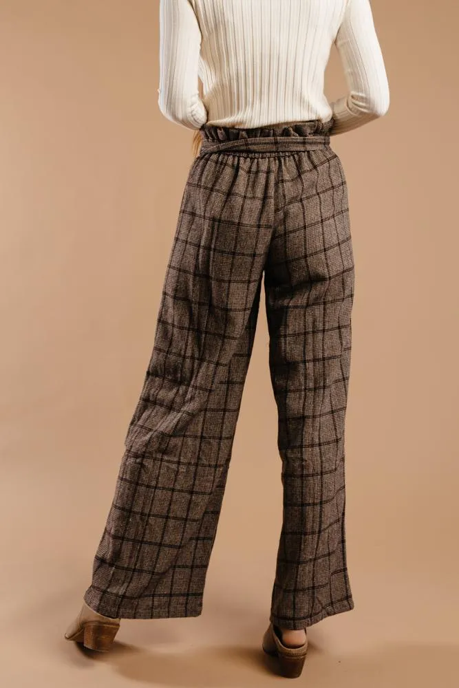 Sammy Plaid Pants in Brown