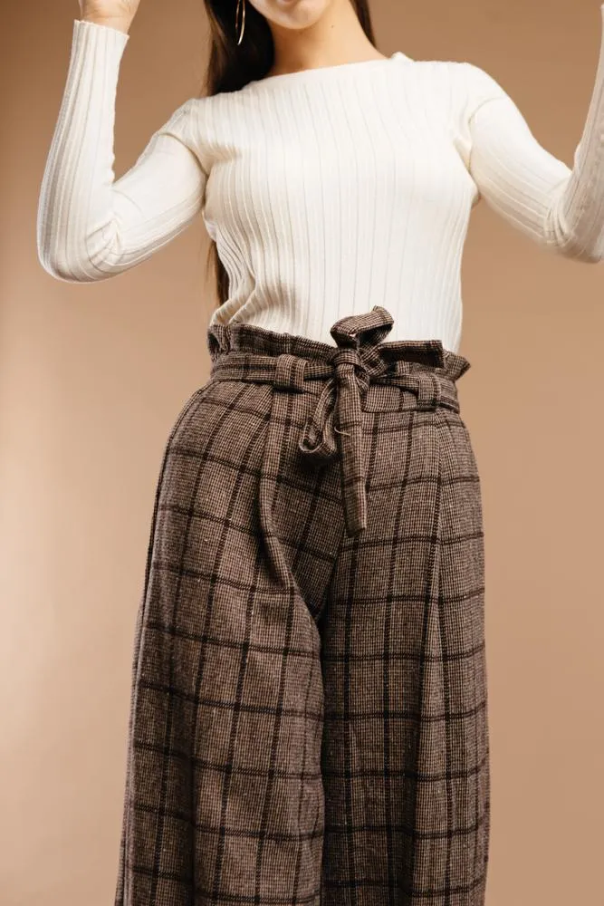 Sammy Plaid Pants in Brown