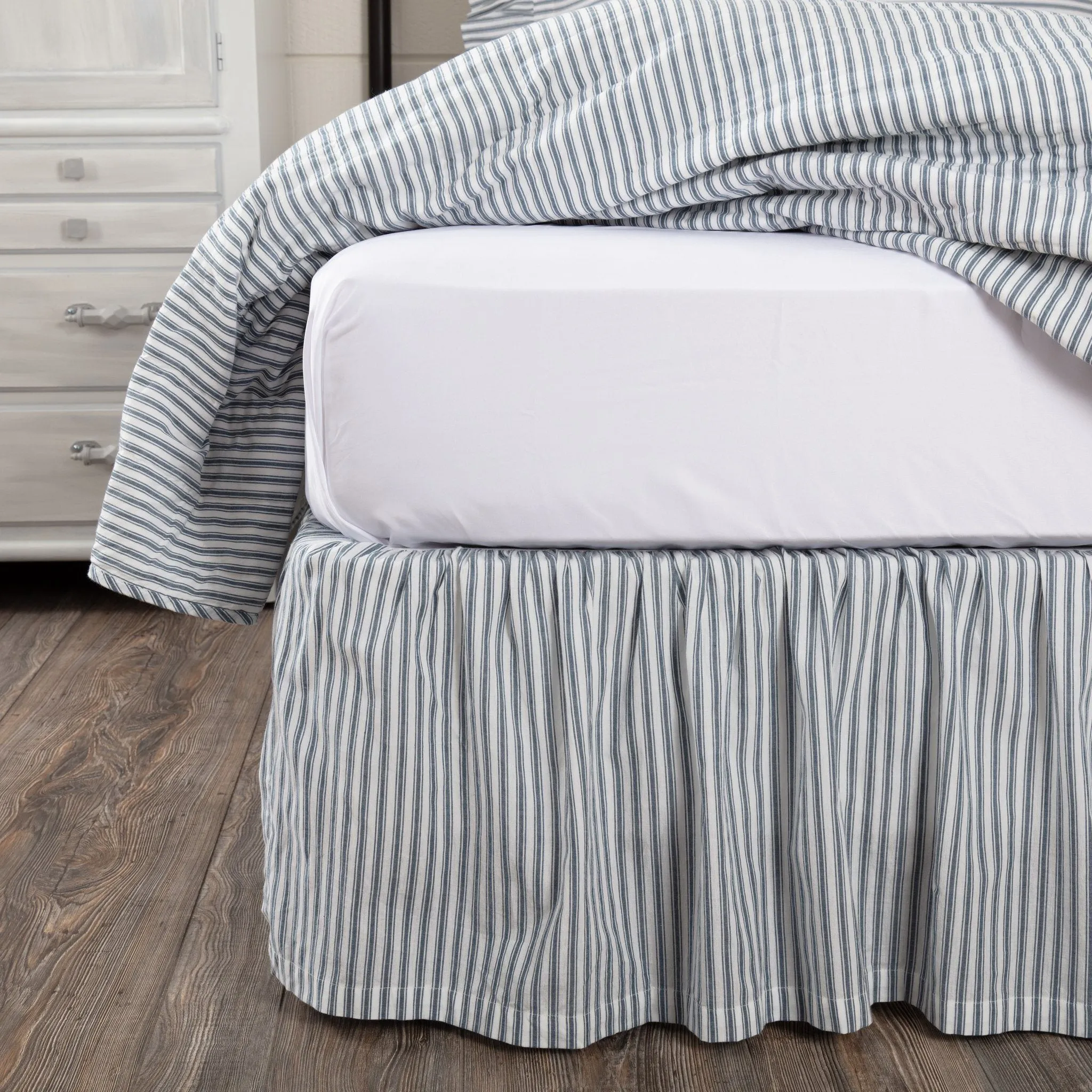 Sawyer Mill Blue Ticking Stripe Bed Skirt