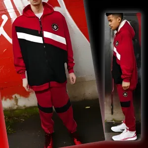 ^SEAN JOHN^ (RED-MULTI) POLYESTER HOODED ZIP UP TRACKSUITS (XB SIZED)