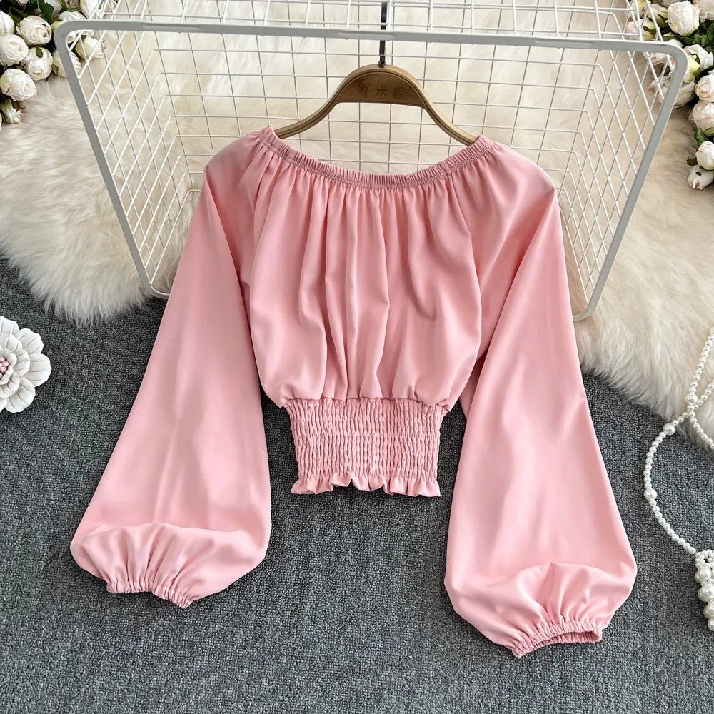 Simple chiffon crop top    S193