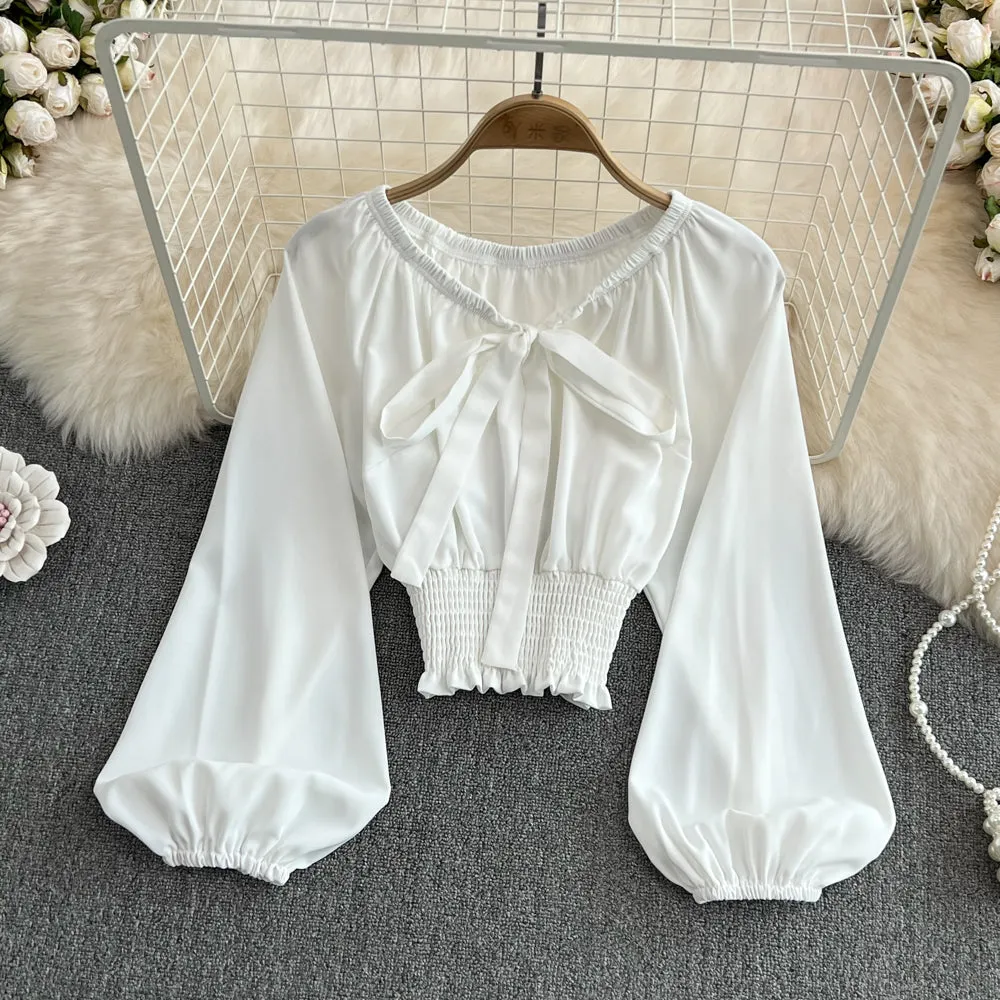 Simple chiffon crop top    S193