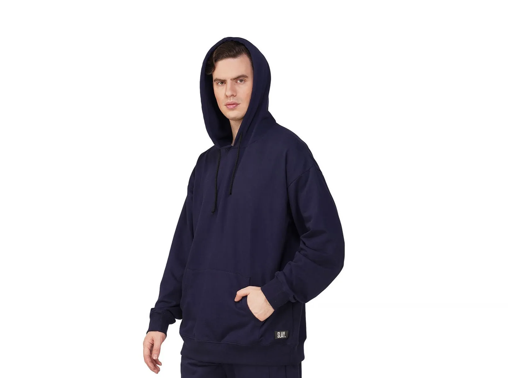 SLAY. Men's Navy Oversized Drop Shoulder Hoodie