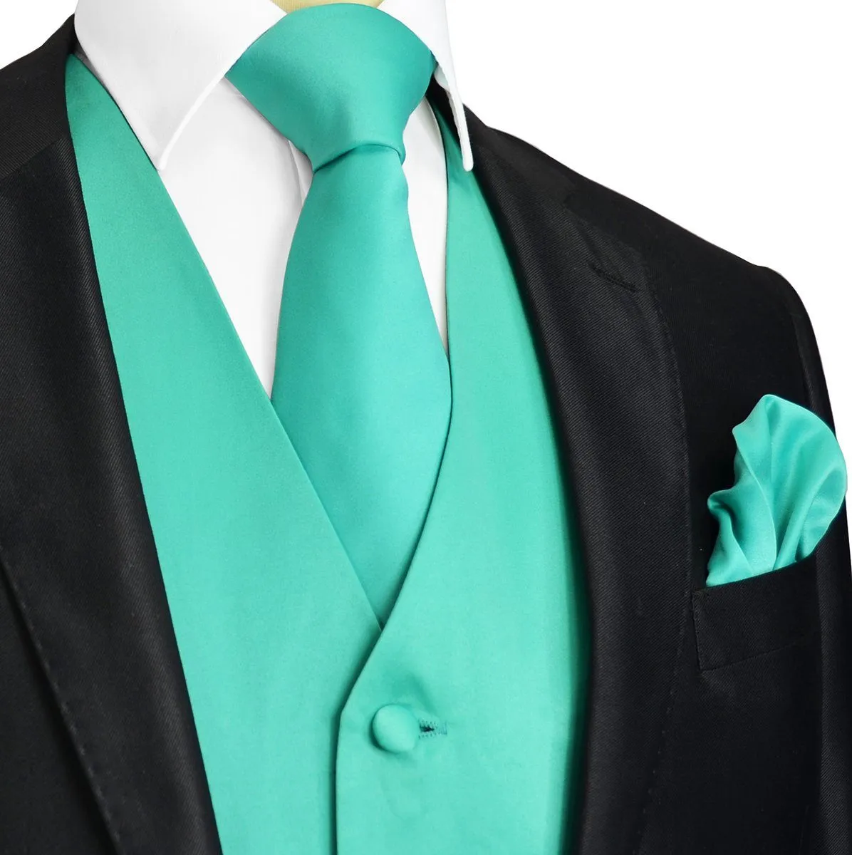 Solid Marine Green Tuxedo Vest Set