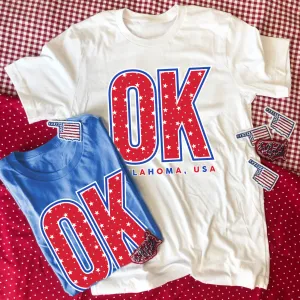 ST: "OK" Stars & Polkadots Pattern (BASIC CREW NECK)