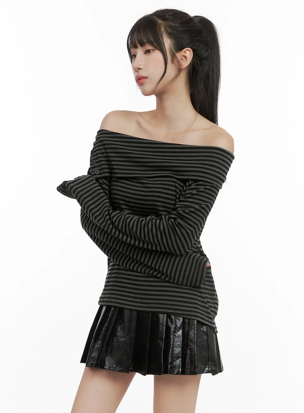 Stripe Off-Shoulder Top CG430