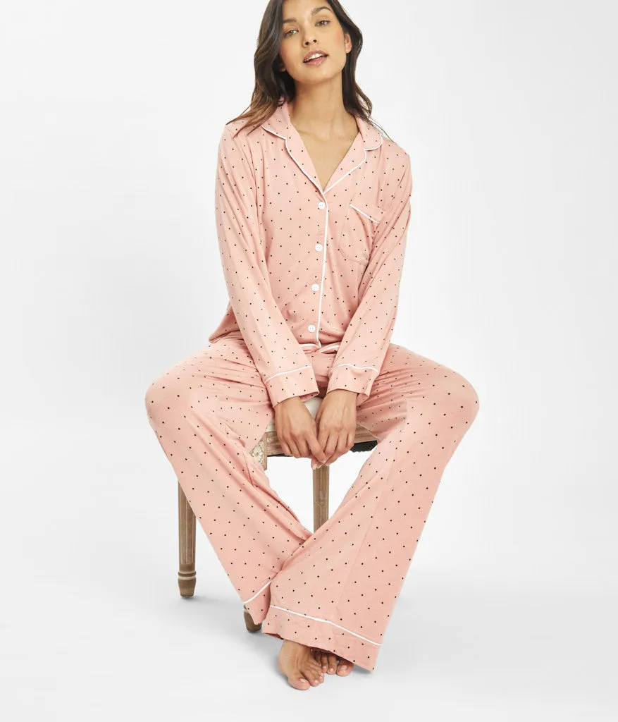 The All-Day Lounge Pant: Pepper Dot/Shell Pink