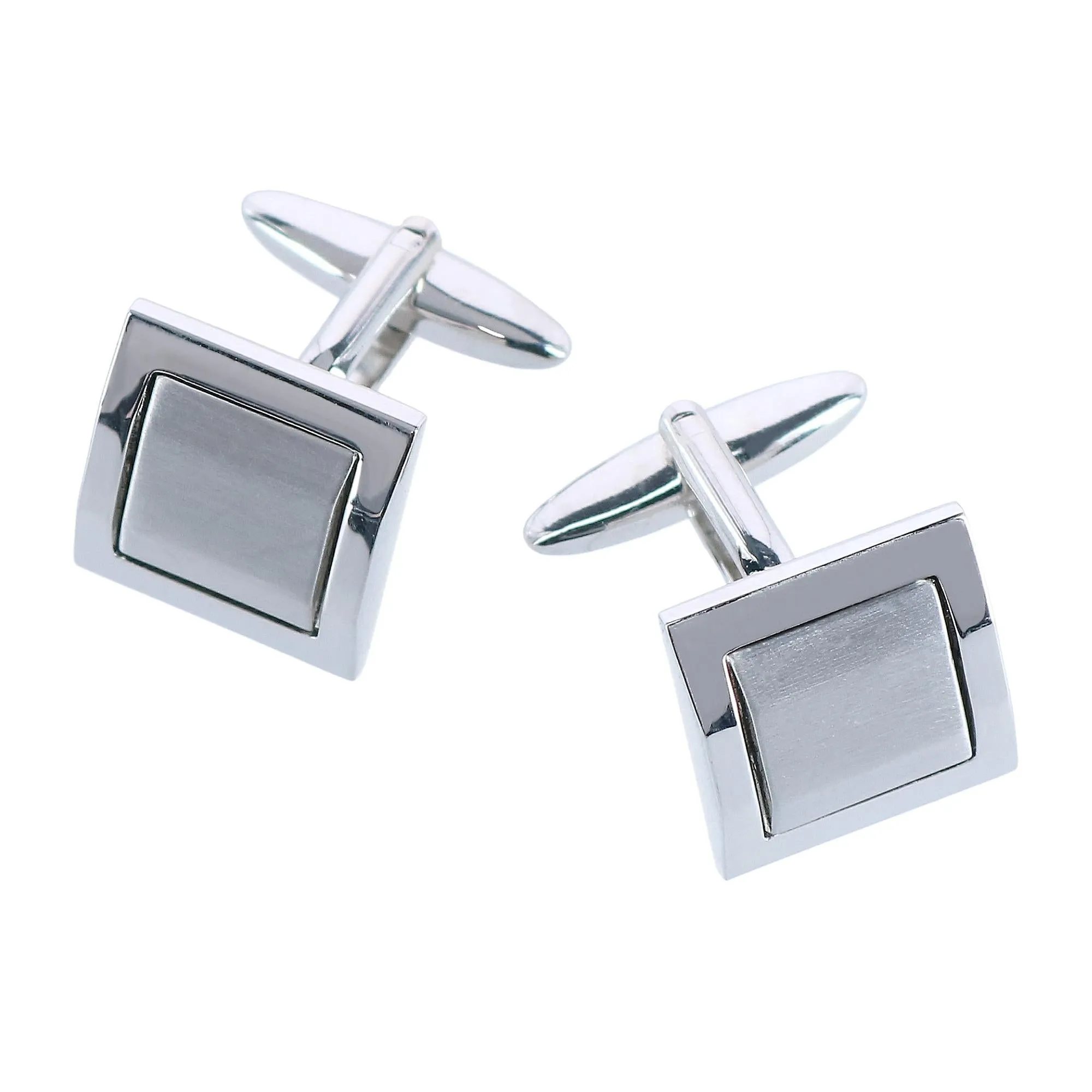 The Plaza Square Rhodium Over Brass Formal Set (Cufflinks & Tuxedo Studs)