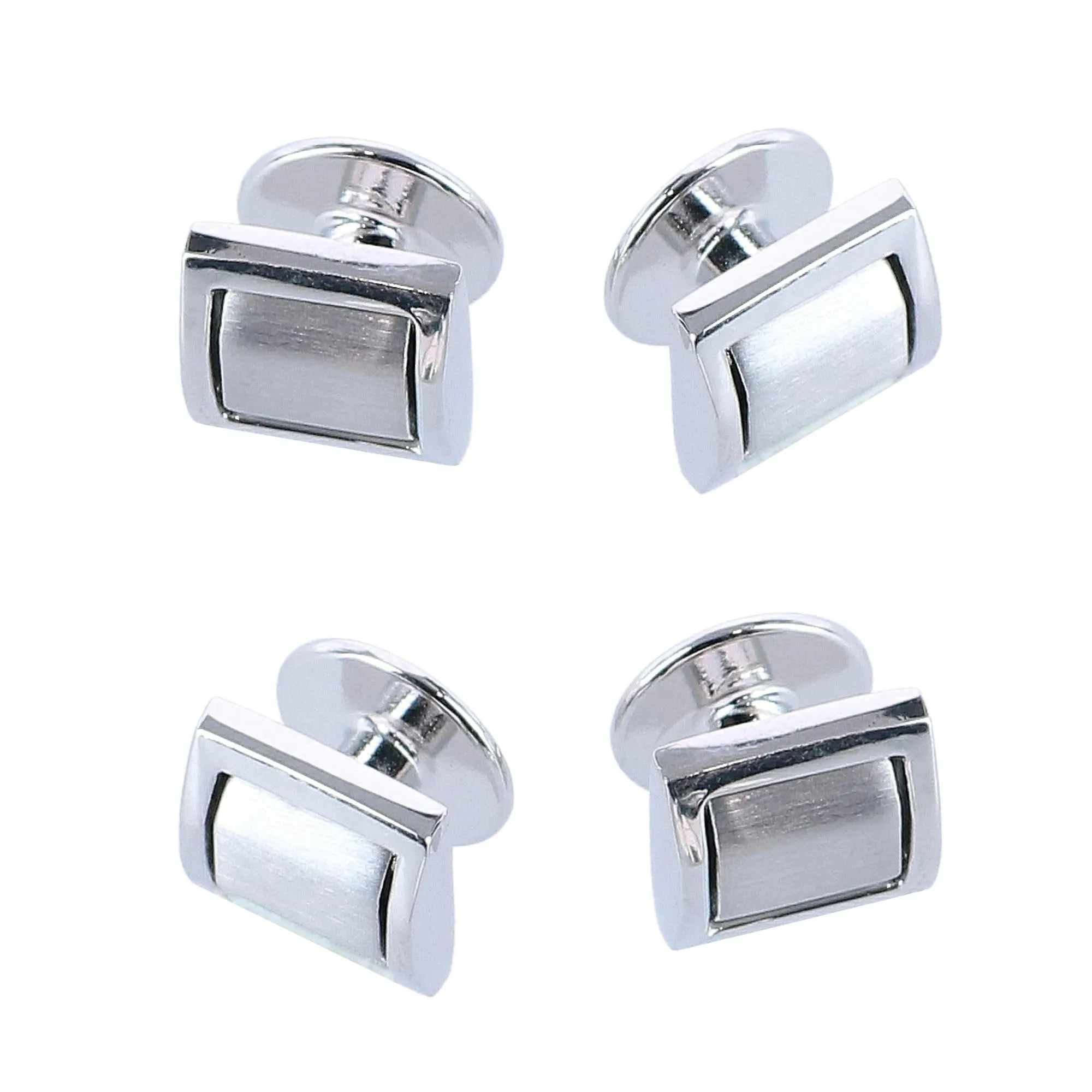 The Plaza Square Rhodium Over Brass Formal Set (Cufflinks & Tuxedo Studs)