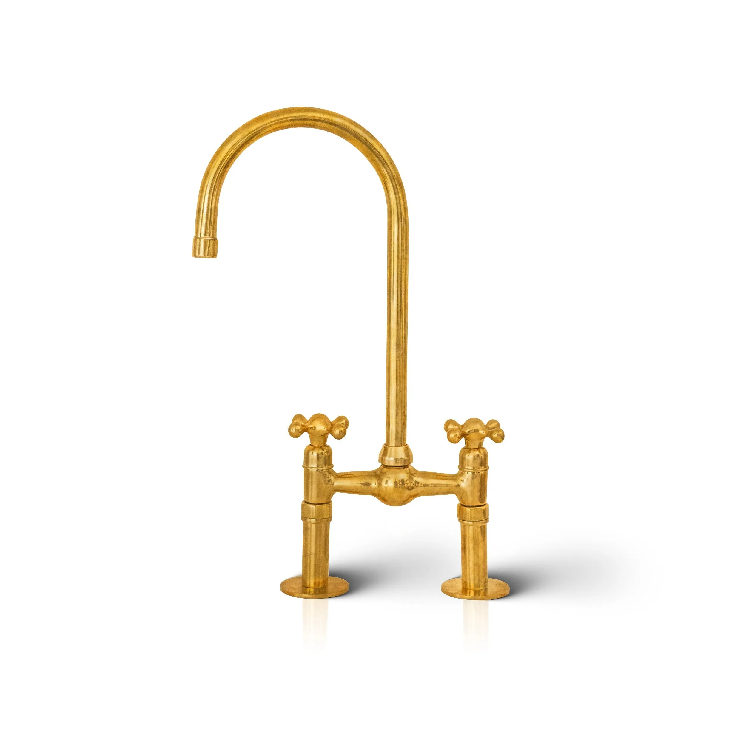 Unlacquered Brass Bridge Kitchen Faucet With Ball Center