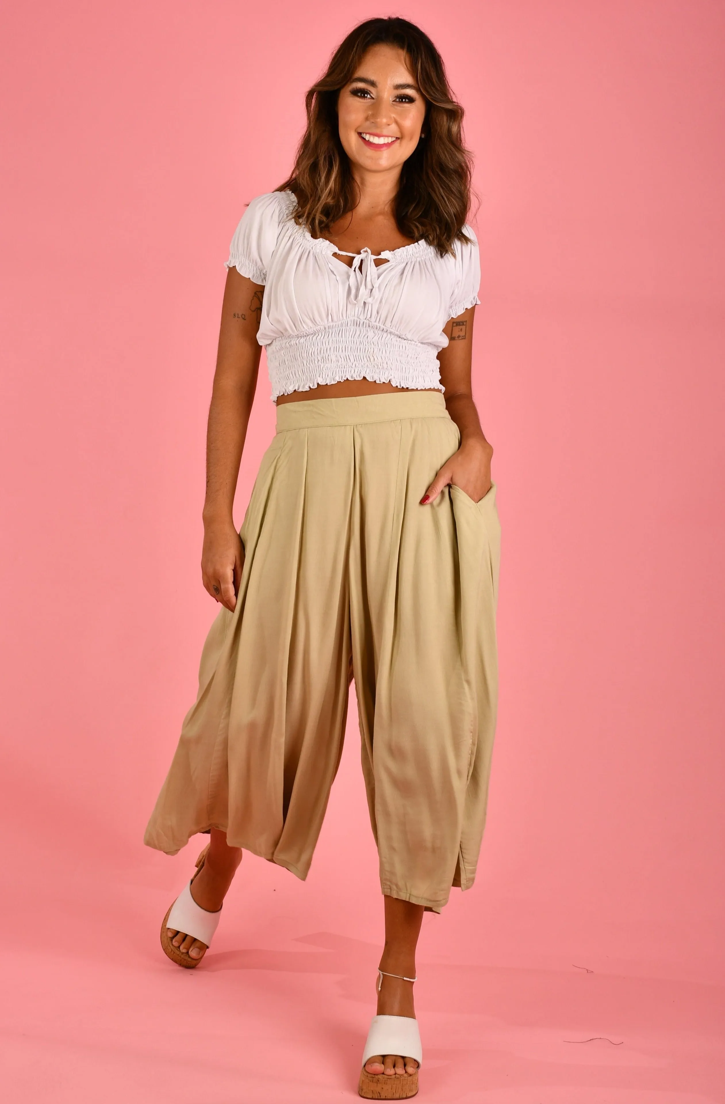 VGLP280 - CARMELLA PANT WITH POCKETS - NATURAL