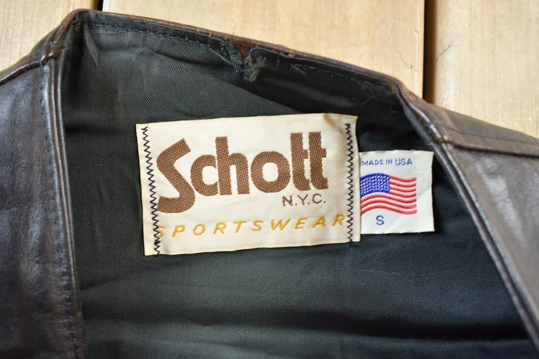 Vintage 1980s Schott Sportswear NYC Leather Vest