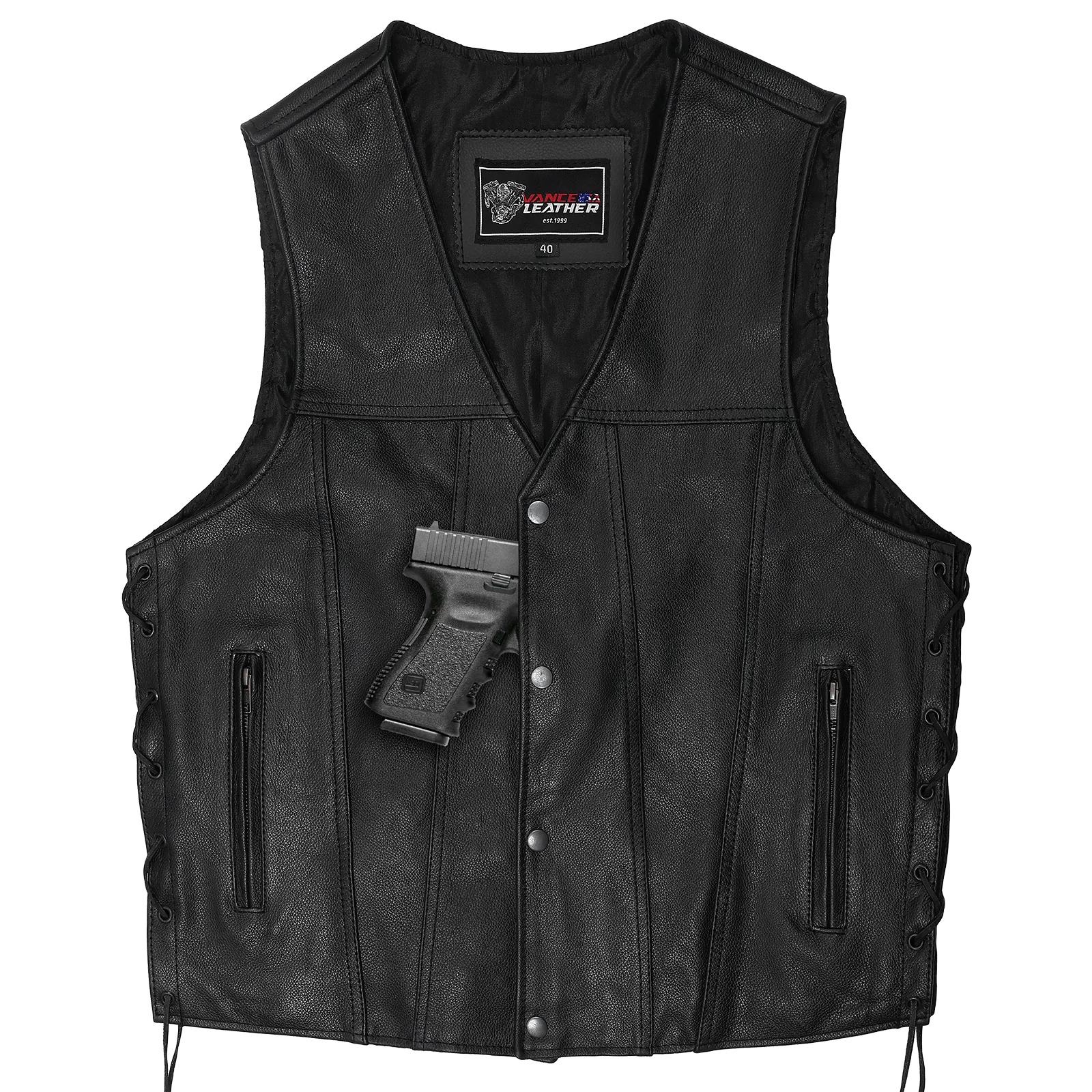 VL915 Men's Premium Ten Pocket Leather Vest