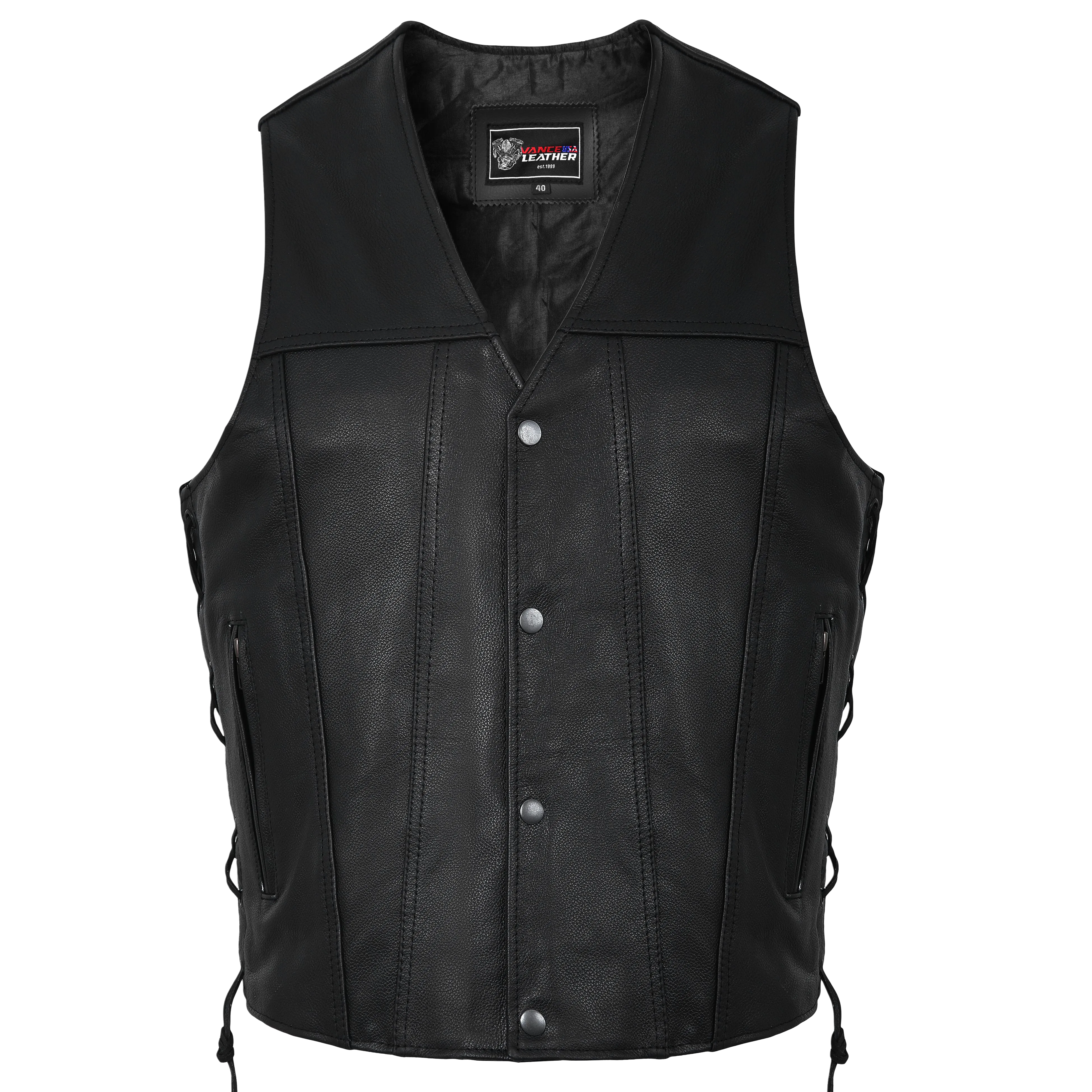 VL915 Men's Premium Ten Pocket Leather Vest