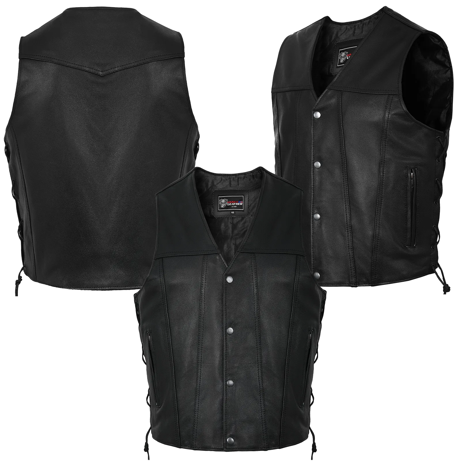 VL915 Men's Premium Ten Pocket Leather Vest