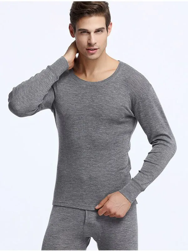 Warm Men's 100% Merino Wool Thermal Underwear Set - SF1060