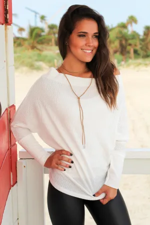 White Off Shoulder Knit Top