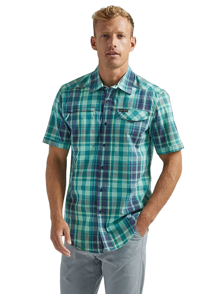 Wrangler Men's Asymetrical Zip Pocket Plaid Shirt - Big