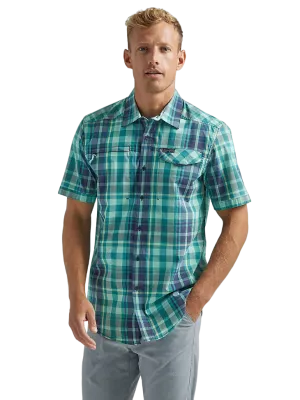 Wrangler Men's Asymetrical Zip Pocket Plaid Shirt - Big